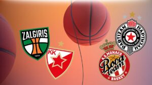 Evroliga meฤevi: Crvena Zvezda protiv Baskonije i Partizan protiv Real Madrida - logotipi klubova