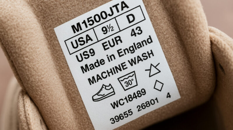 Etiketa unutar patike sa oznakom „Machine Wash“ i simbolom dozvoljenog pranja na 30°C