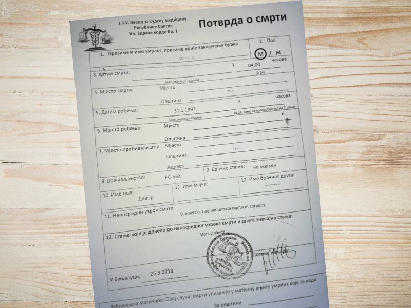 Potvrda o smrti je kljuฤni dokument za prijavu smrti, sahranu i ostavinski postupak.