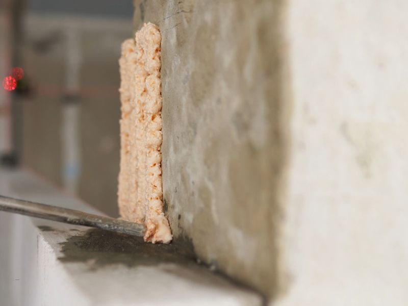 osoba nanosi purpenu i stiropor kako bi odradila spoljašnju izolaciju podruma