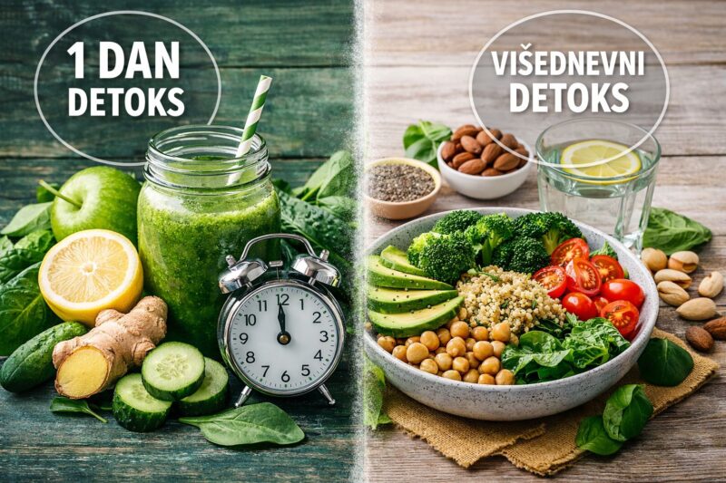 Uporedni prikaz jednodnevnog detoksa sa sokovima i višednevnog detoksa zasnovanog na uravnoteženoj ishrani i povrću
