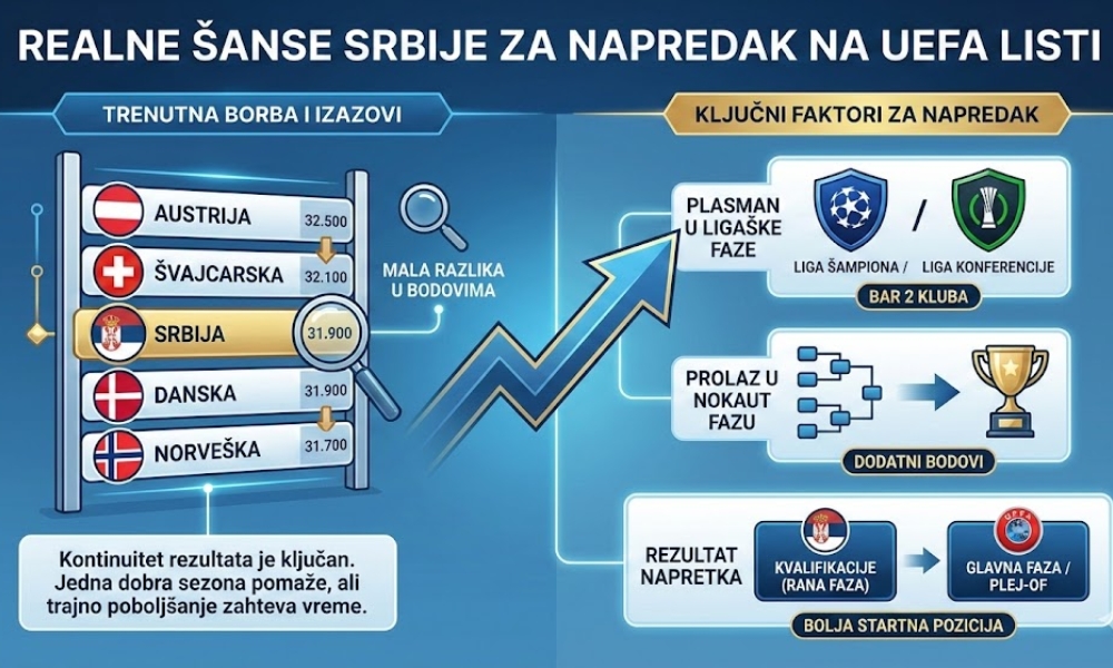 Realne šanse Srbije za napredak na UEFA listi