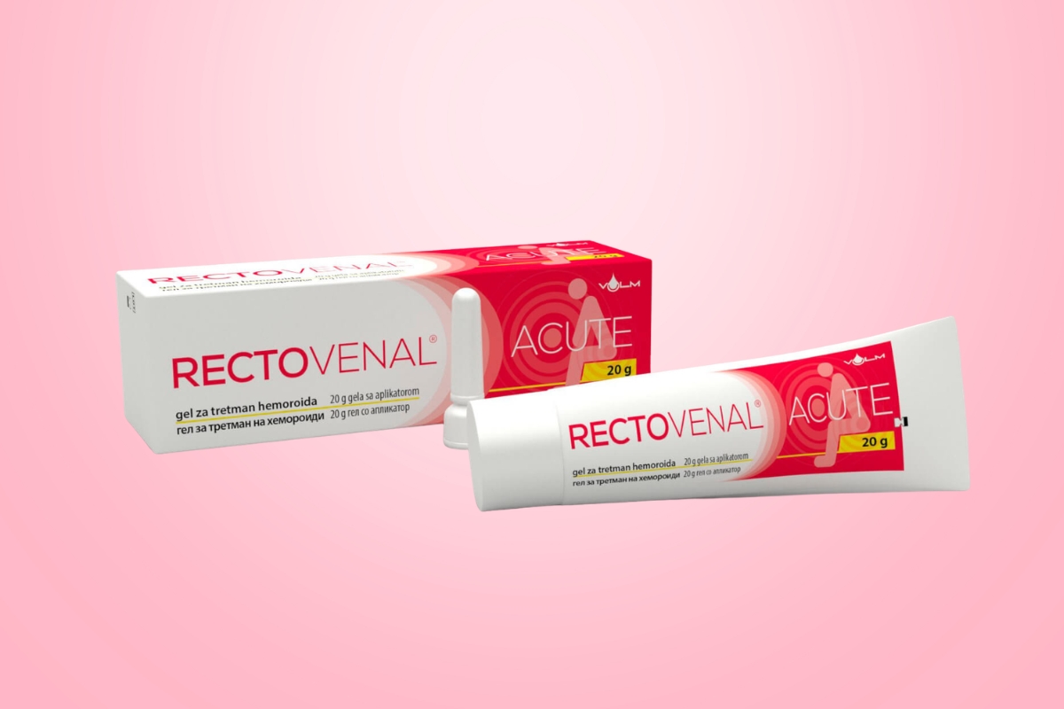 Rectovenal Acute na roze pozadini