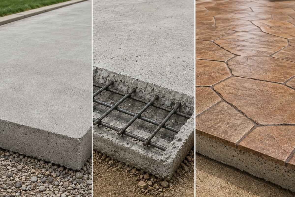na slici prikaz betona, armiranog i štampanog betona