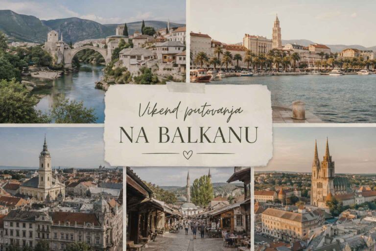Kolaž Mostara, Splita, Novog Sada, Sarajeva i Zagreba.