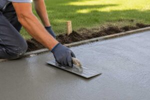 osoba ravna izliven beton