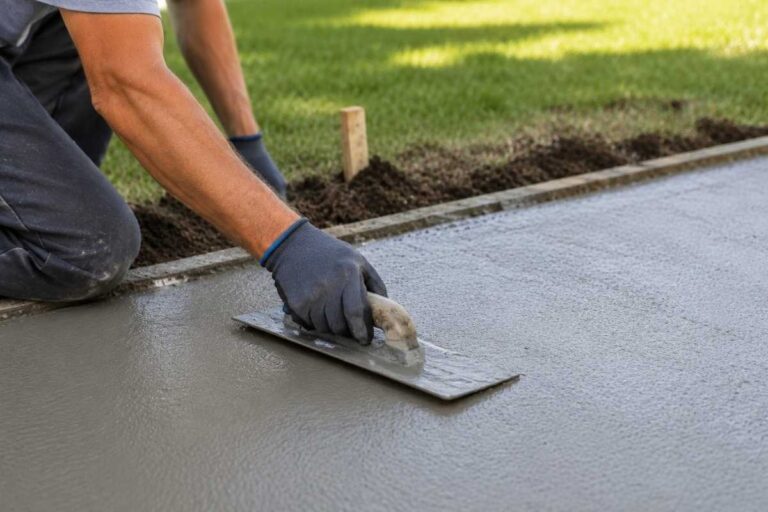 osoba ravna izliven beton